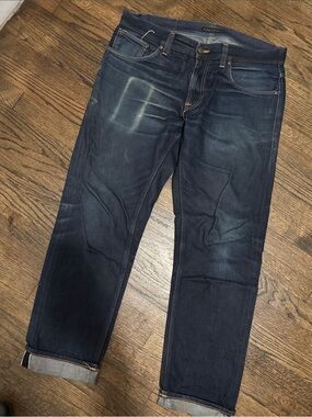 Naked & Famous Denim Dark Blue Straight Jeans (Gritty Jackson Style)